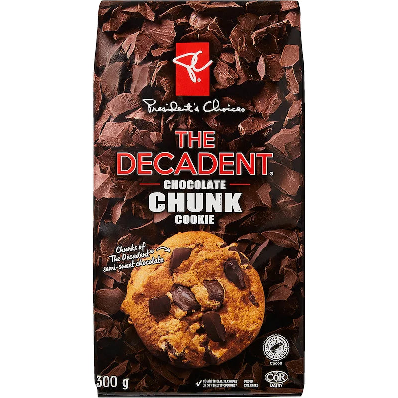 President's Choice The Decadent Chocolate Chunks Cookies 300 g. / 10.6 oz.