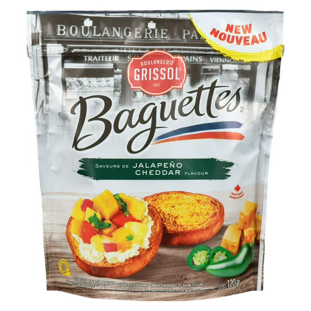 Boulangerie Grissol Baguettes Jalapeno & Cheddar Crackers 120 g. / 4.2 oz.
