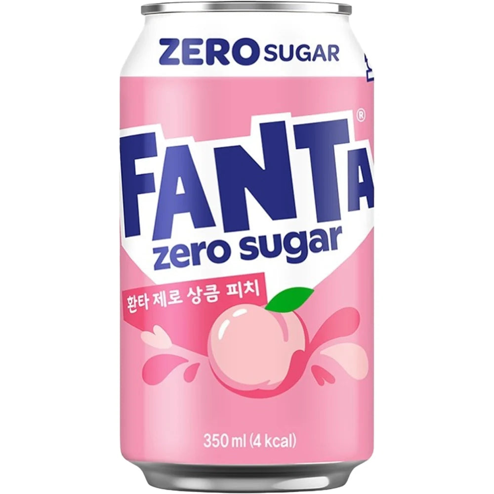 Fanta White Peach Zero Sugar Soft Drink 350 ml. / 11.83 fl.oz. - Korea