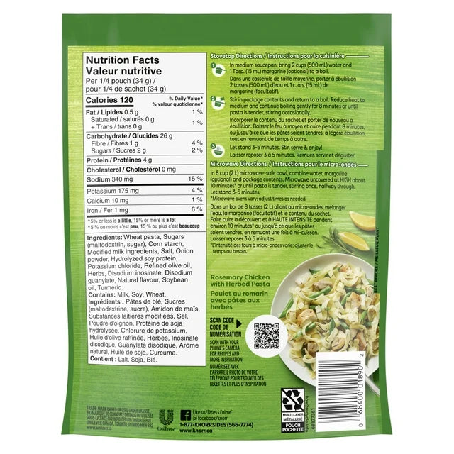 Knorr Sidekicks Butter & Herb Pasta Side Dish 136 g. / 4.8 oz.