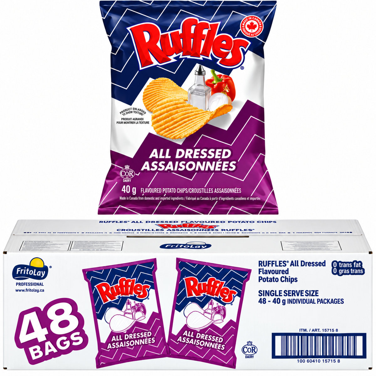 Ruffles All Dressed Chips Snack Size 40 g Bags ( 48 Pack )