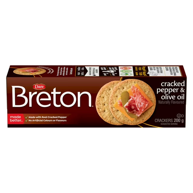 Dare Breton Cracked Pepper and Olive Oil Crackers 200 g. / 7 oz.