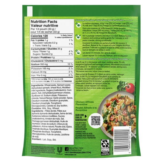 Knorr Sidekicks Fettuccine Alfredo Pasta Dish 133 g. / 4.7 oz.