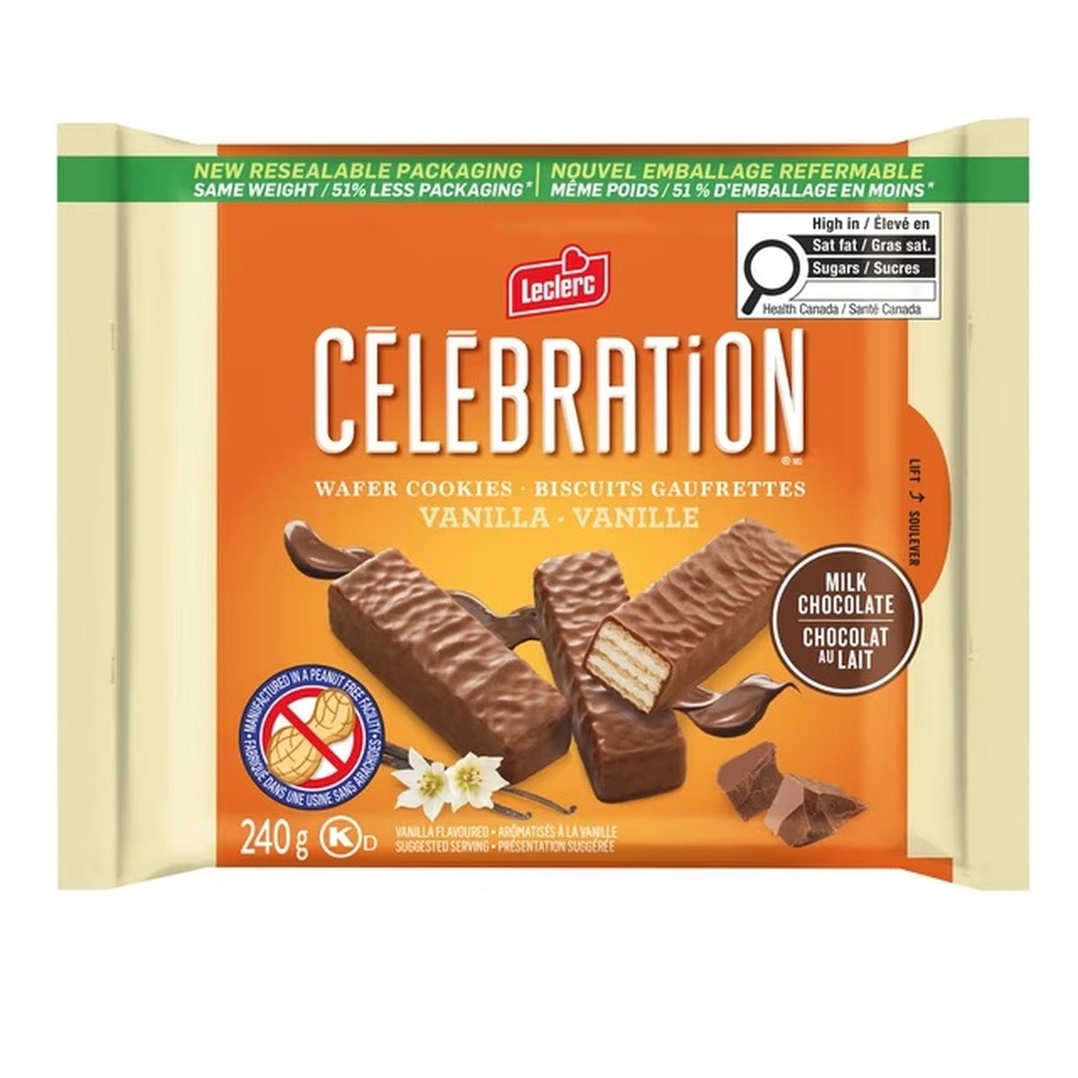 Leclerc Celebration Chocolate Vanilla Wafer Cookies 240 g. / 8.47 oz.