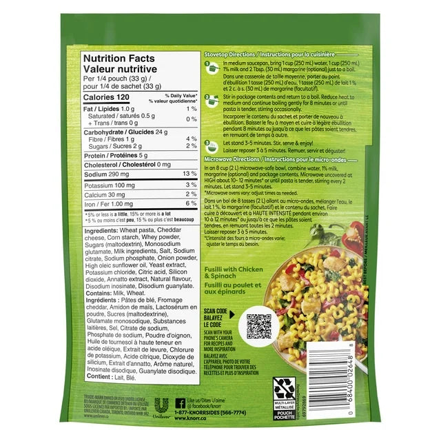 Knorr Sidekicks Homestyle Cheddar Pasta Side Dish 131 g. / 4.6 oz.