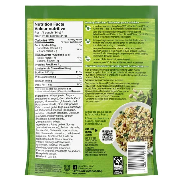 Knorr Sidekicks Creamy Garlic Raffaello Pasta Side Dish 137 g. / 4.8 oz.