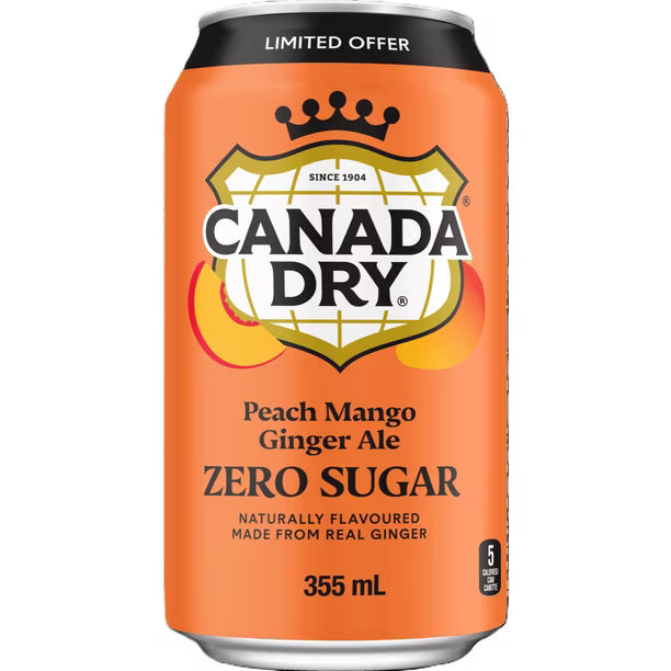 Canada Dry Peach Mango Zero Sugar Ginger Ale 355 ml. / 12 fl.oz.