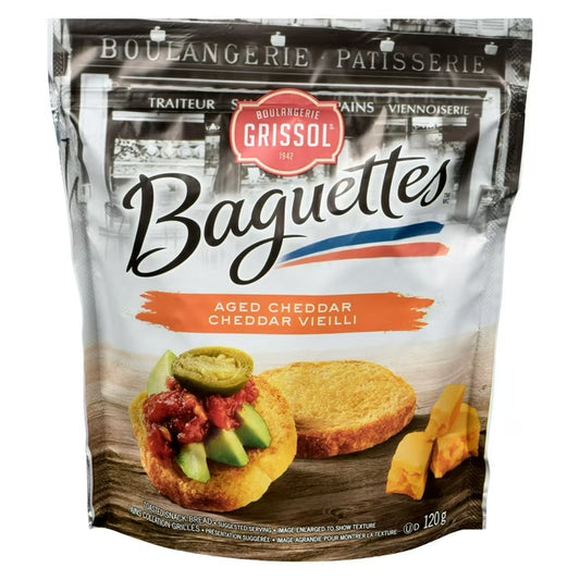 Boulangerie Grissol Baguettes Aged Cheddar Crackers 120 g. / 4.2 oz.