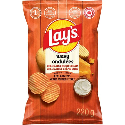 Lay's Cheddar & Sour Cream Ridged Flavored Potato Chips 220 g. / 7.76 oz.