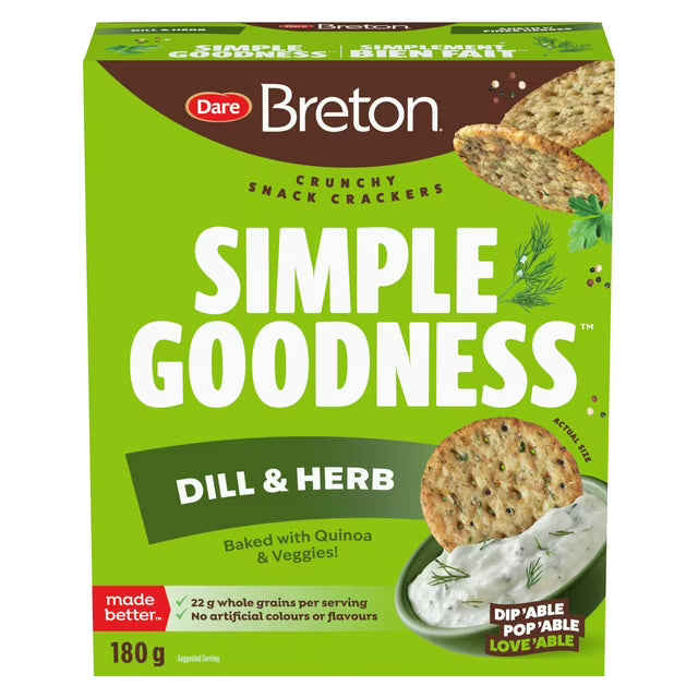 Dare Breton Simple Goodness Dill & Herb Crackers 180 g. / 6.3 oz.