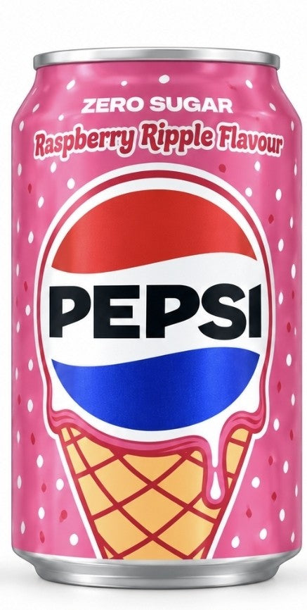 Pepsi Raspberry Ripple Zero Sugar Soda 330 ml. / 11.16 fl oz