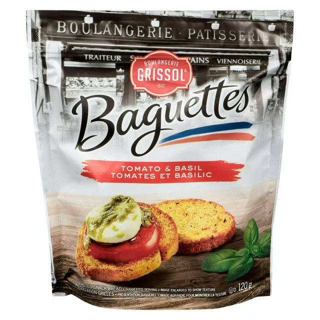 Boulangerie Grissol Baguettes Tomato & Basil Crackers 120 g. / 4.2 oz.