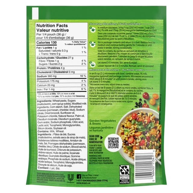 Knorr Sidekicks White Cheddar & Broccoli Pasta Side Dish 143 g. / 5.04 oz.