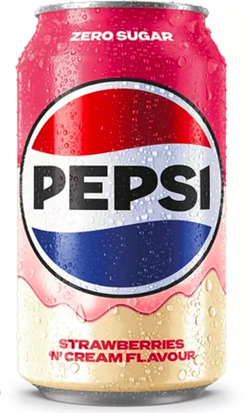 Pepsi Strawberries 'N' Cream Zero Sugar Soft Drink 330 ml. / 11.16 fl.oz.