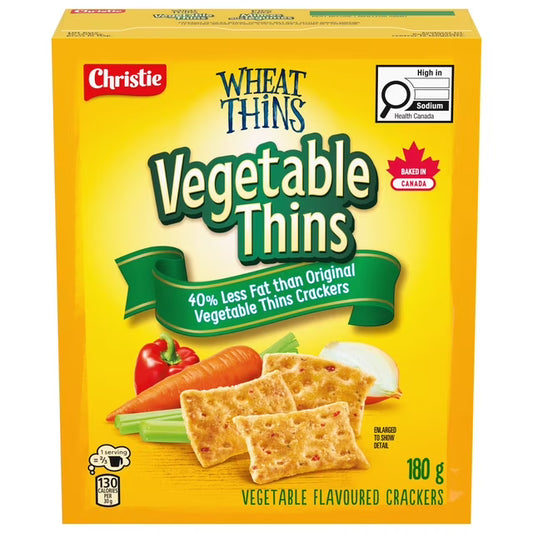 Christie Wheat Thins Vegetable Thins 40% Less Fat Crackers 180 g. / 6.3 oz.