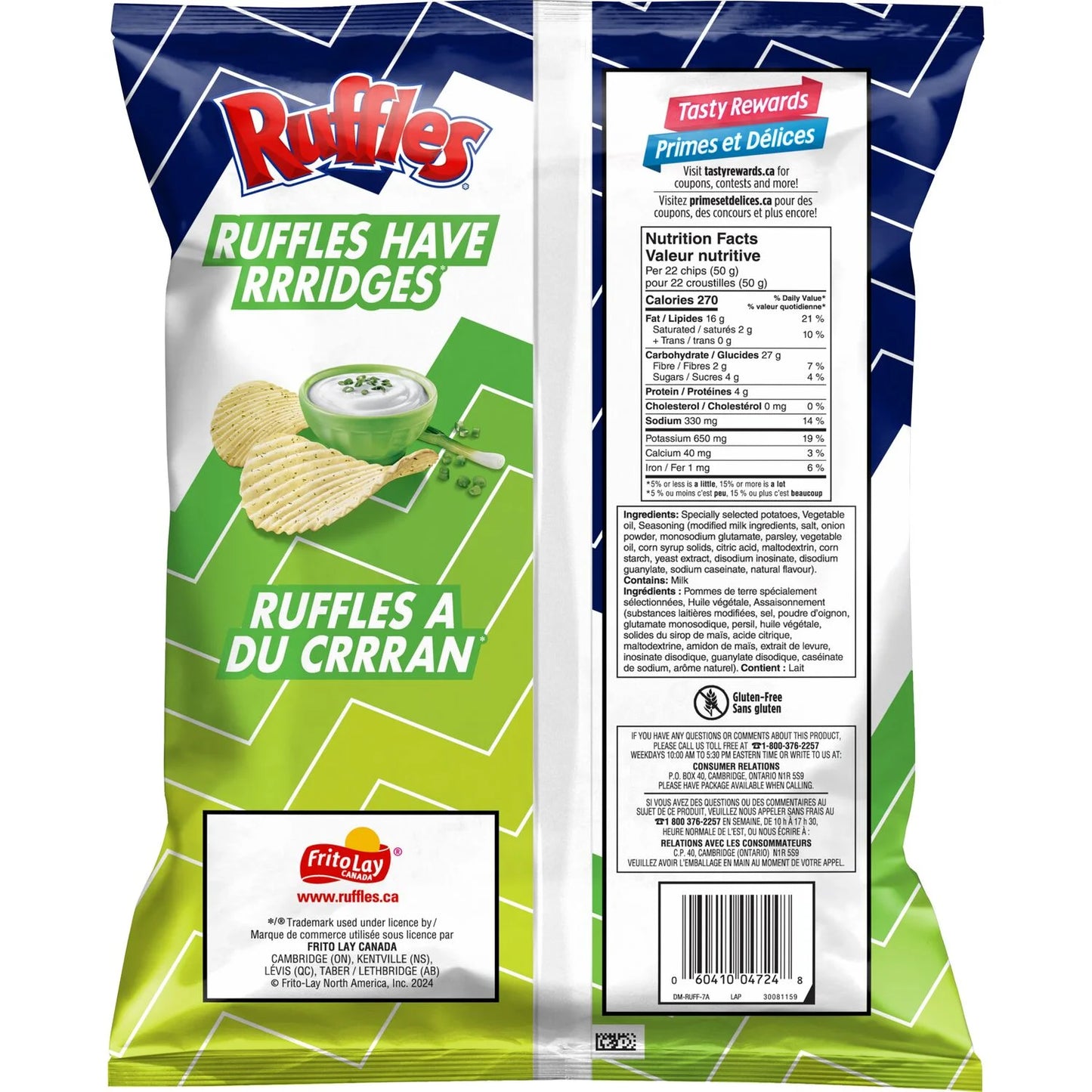Ruffles Sour Cream & Onion Potato Chips 200 g. / 7.05 oz.