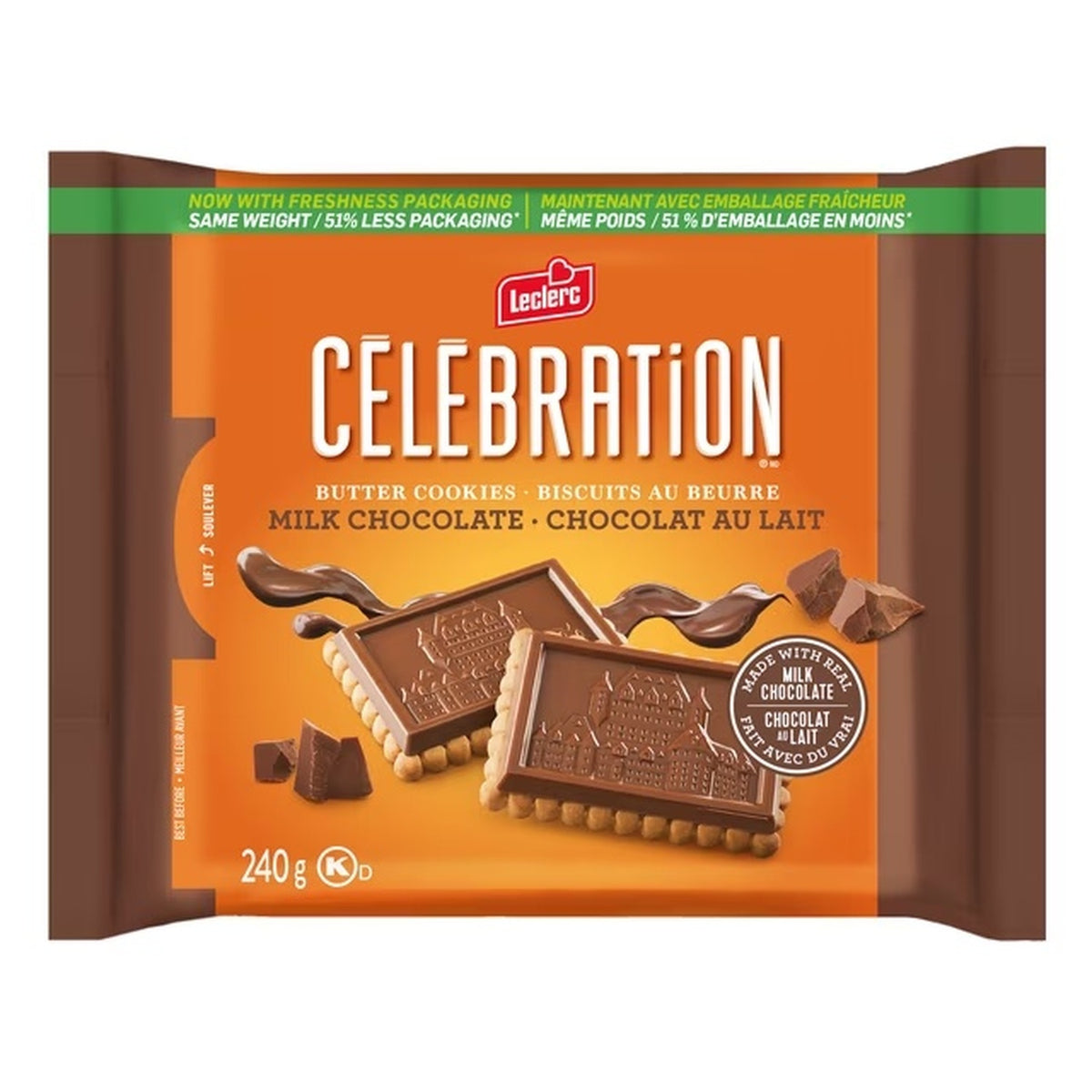 Leclerc Celebration Milk Chocolate Butter Cookies 240 g. / 8.47 oz.