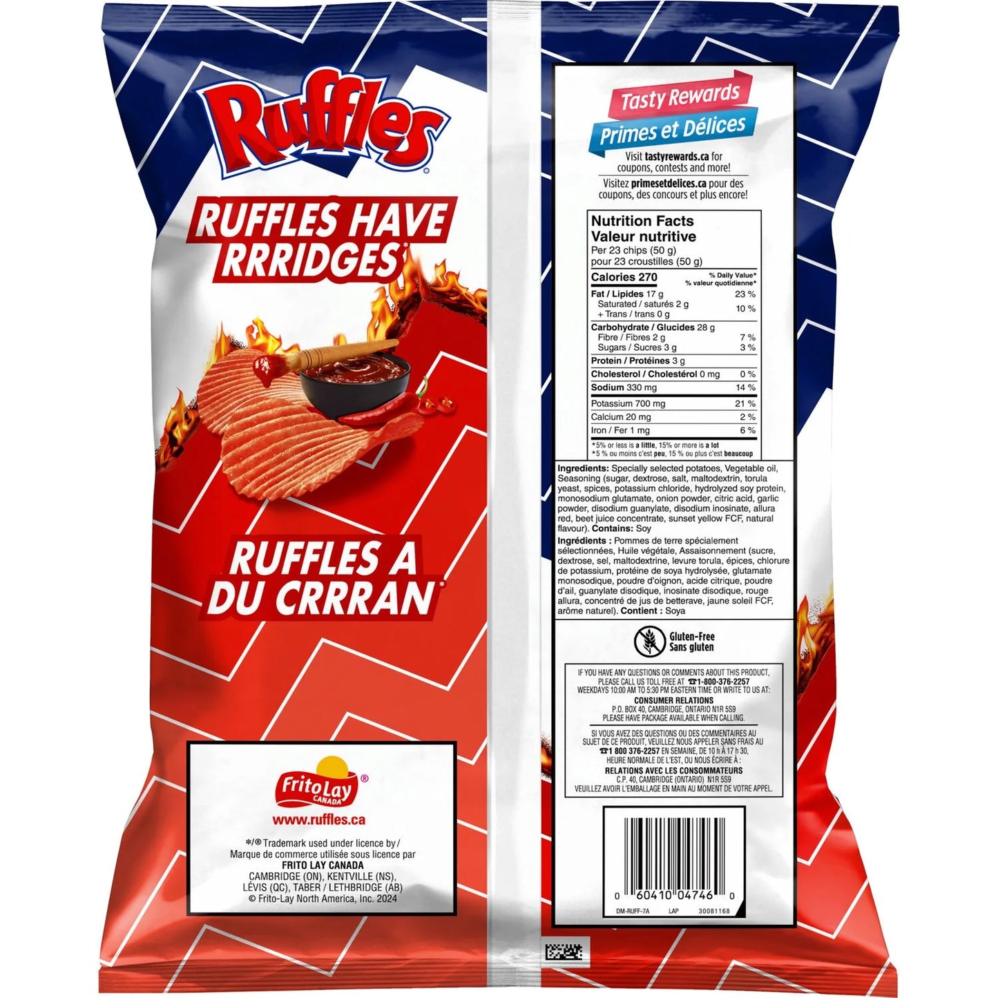 Ruffles Flamin' Hot BBQ Potato Chips 190 g. / 6.7 oz.