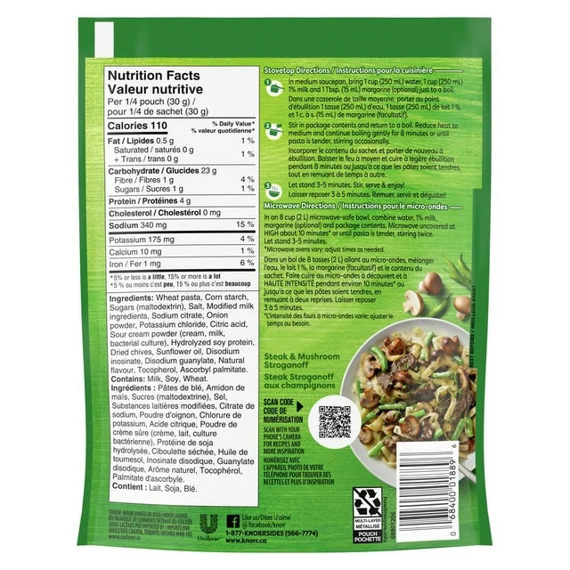 Knorr Sidekicks Sour Cream & Chives Pasta Side Dish 120 g. / 4.2 oz.